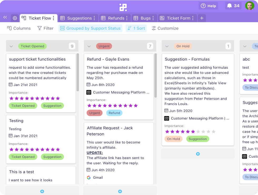 Support Ticket System Template | Infinity