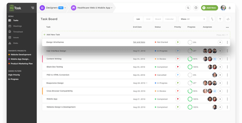 nTask Project Management Software